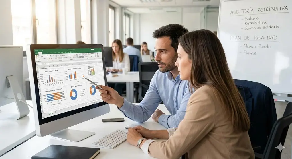 equipo mirando diferencias salariales entre hombres y mujeres